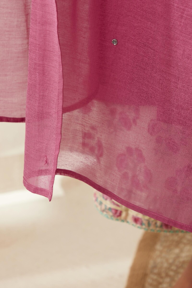 Pink Handcrafted Chanderi Dupatta