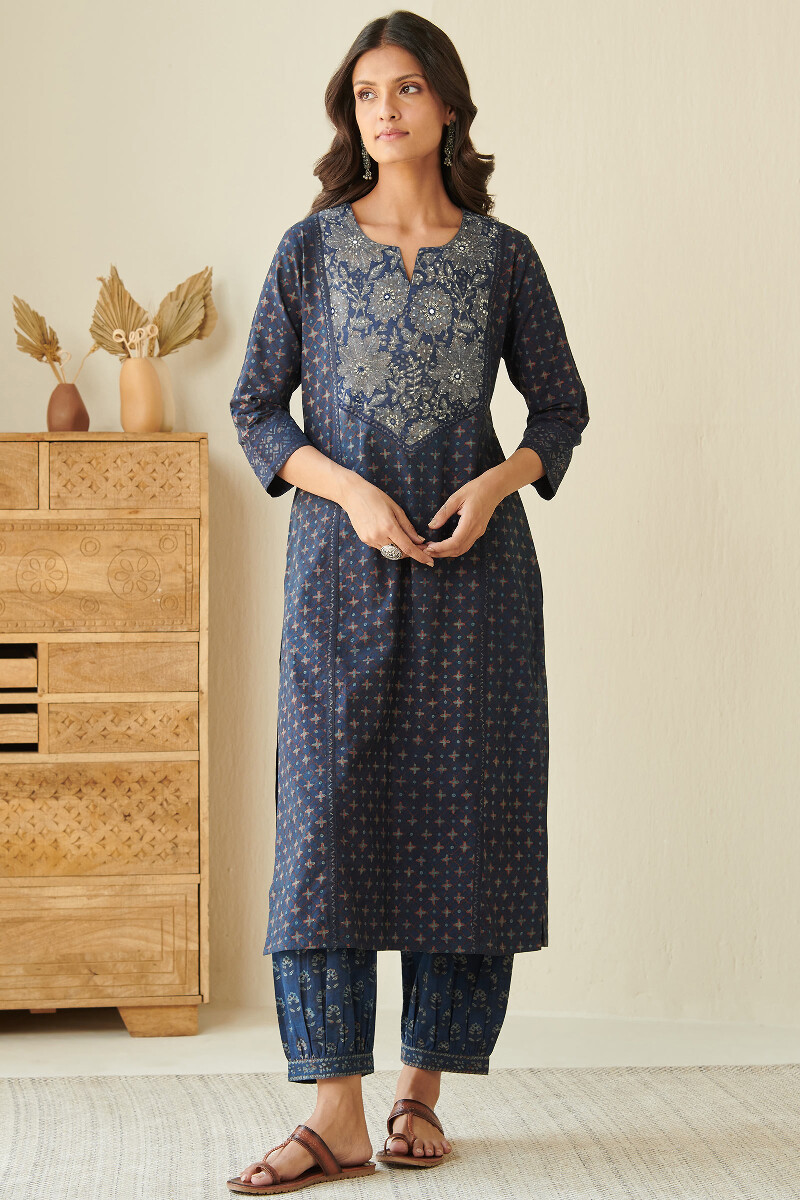 Akola Hand Block Printed Straight Cotton Kurta