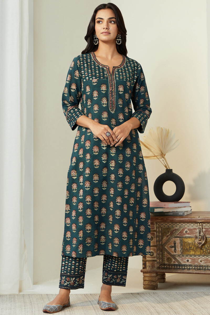 Bagru Hand Block Printed Straight Cotton Kurta