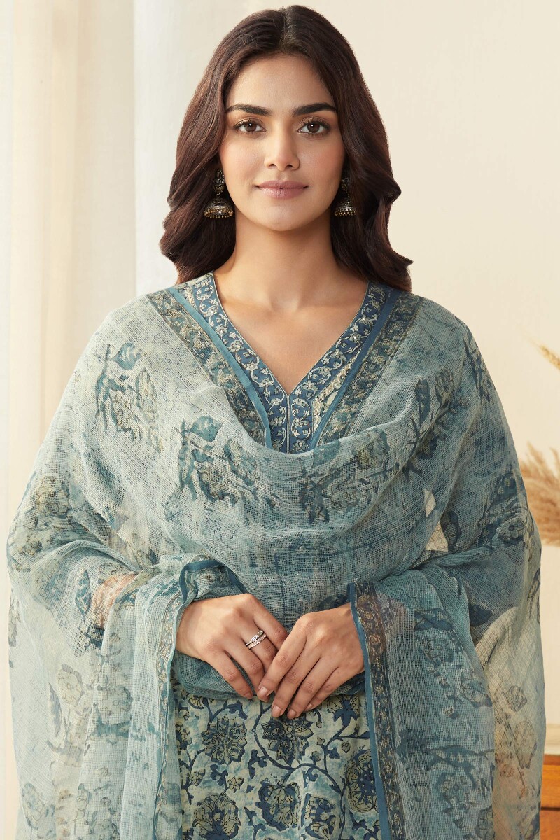 Akola Hand Block-Printed Kota Dupatta