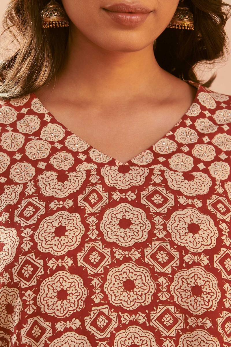 Bagru Hand Block-Printed Viscose Top