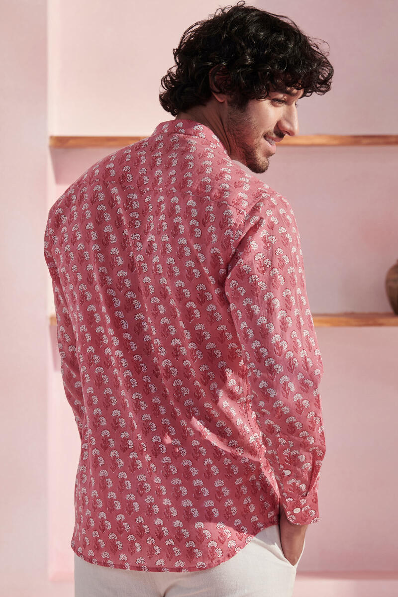 Pink Hand Block Printed Cotton Shirt