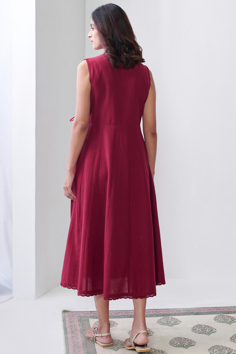 Maroon Handcrafted Cotton Dress