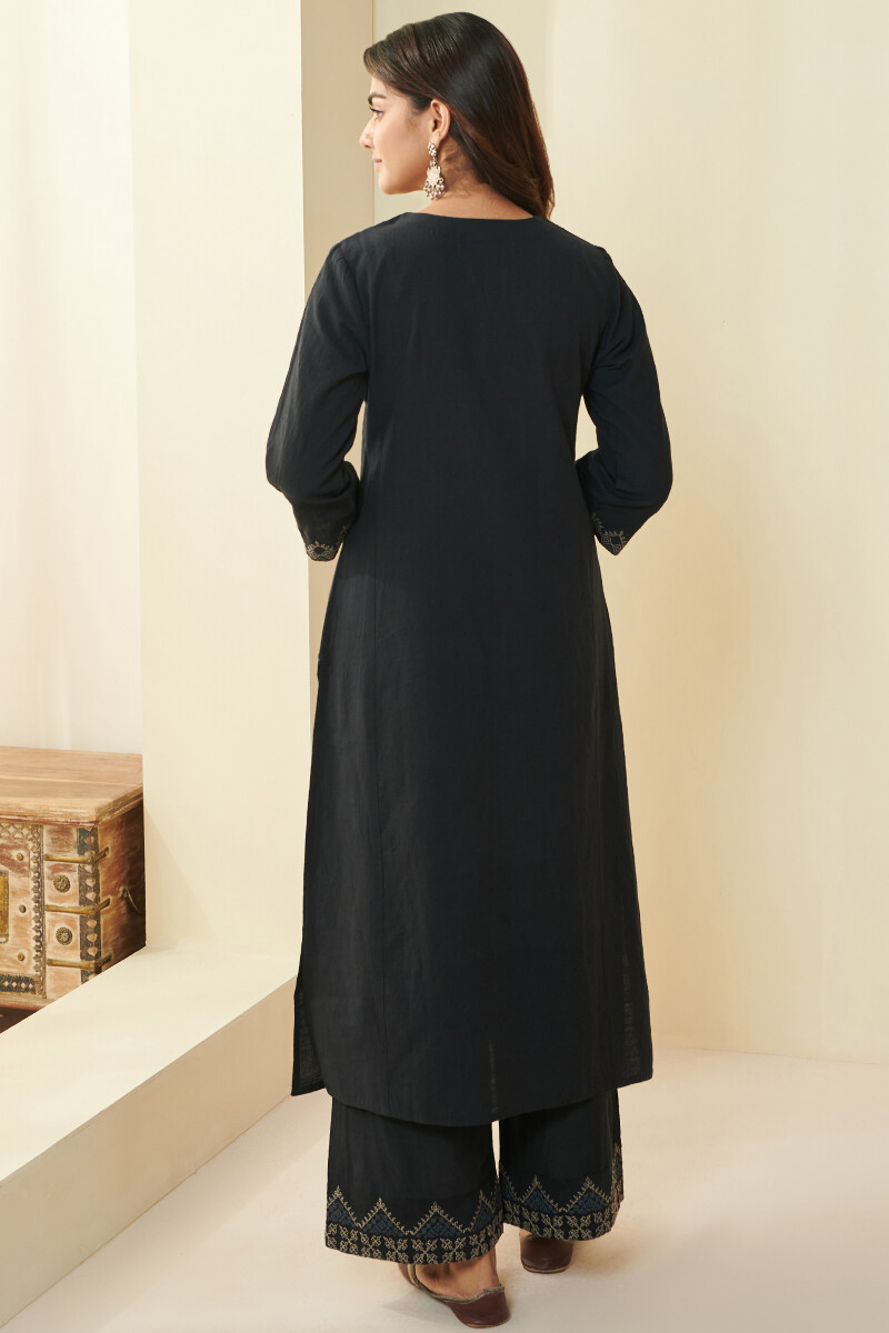 Black Handcrafted Straight Handloom Kurta