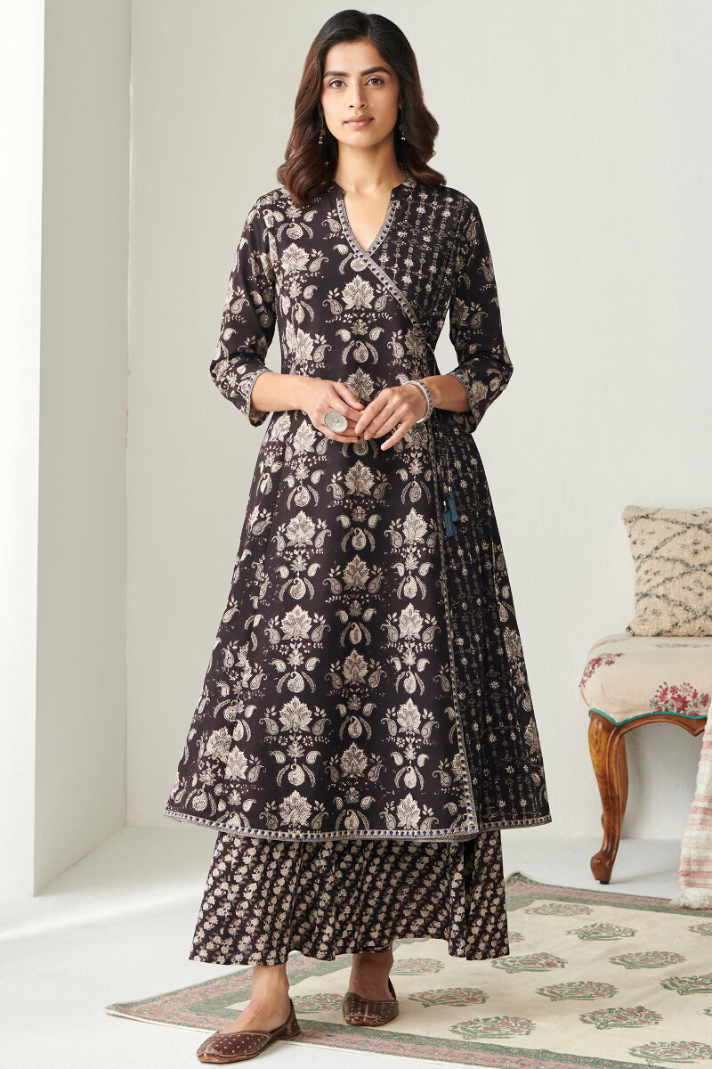 Bagru Hand Block Printed Angrakha Cotton Kurta