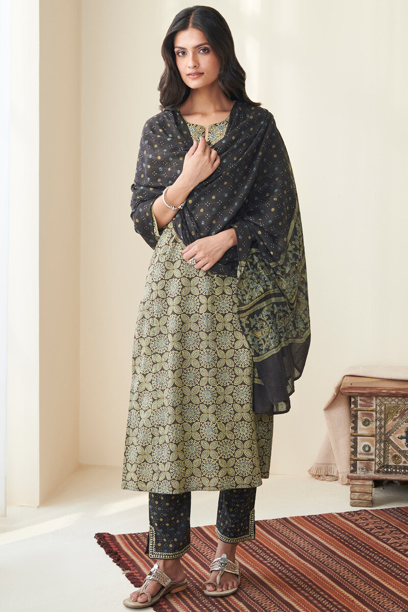 Ajrak Hand Block Printed Straight Cotton Kurta