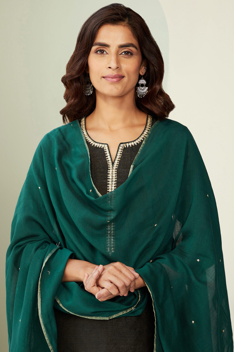 Emerald Green Handcrafted Chanderi Dupatta