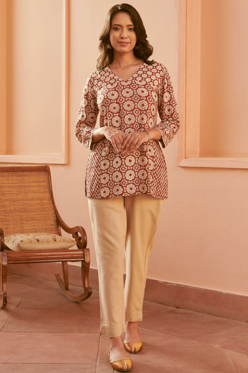 Bagru Hand Block-Printed Viscose Top