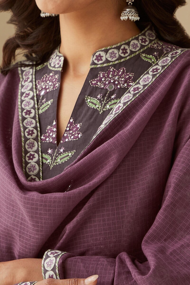 Purple Handcrafted Kota Dupatta