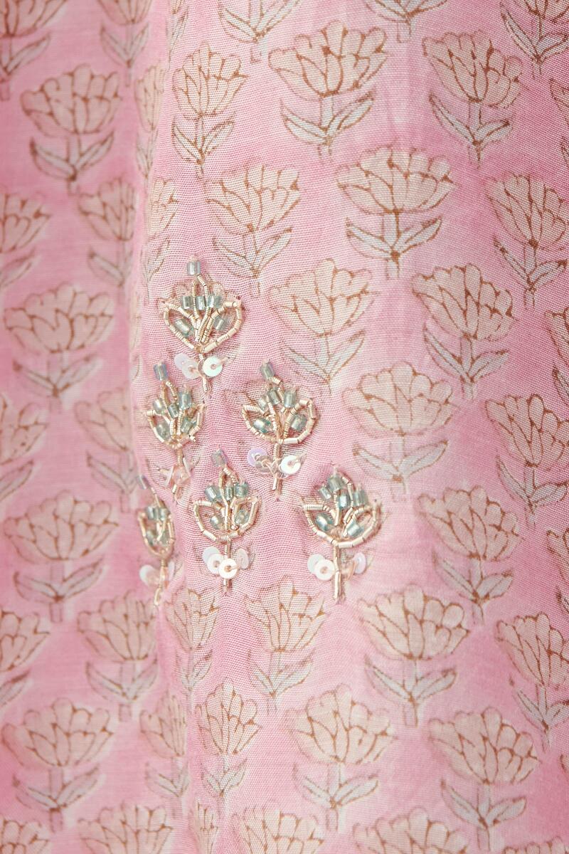 Pink Hand Block Printed Modal Dupatta