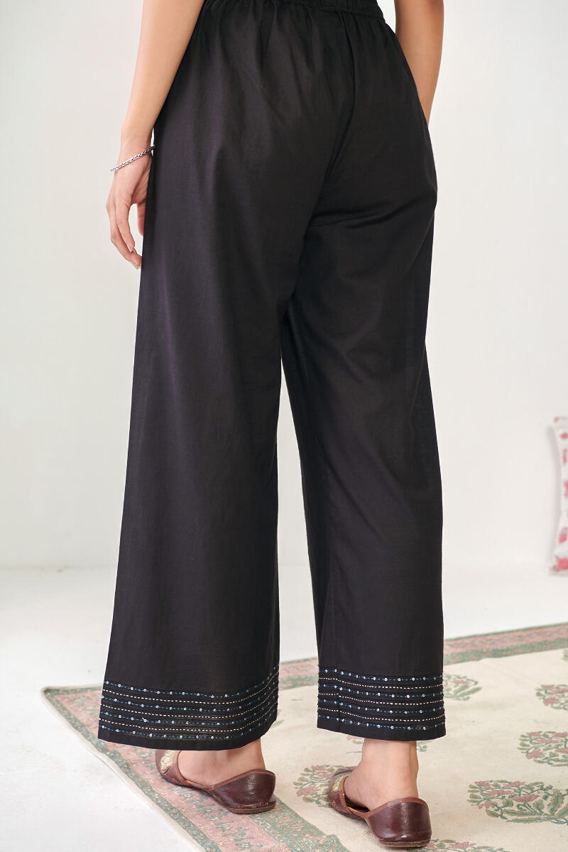 Black Handcrafted Cotton Farsi Pants