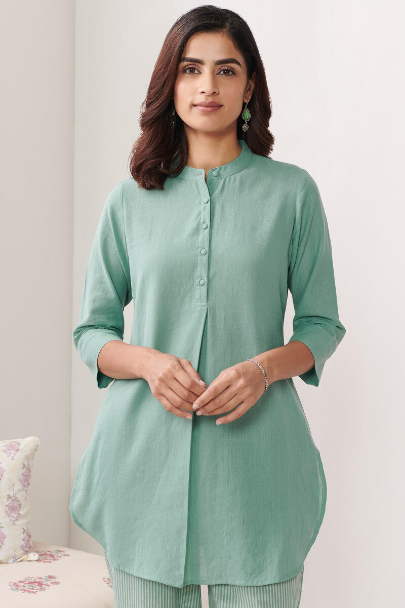 Green Handcrafted Cotton Loungewear Set