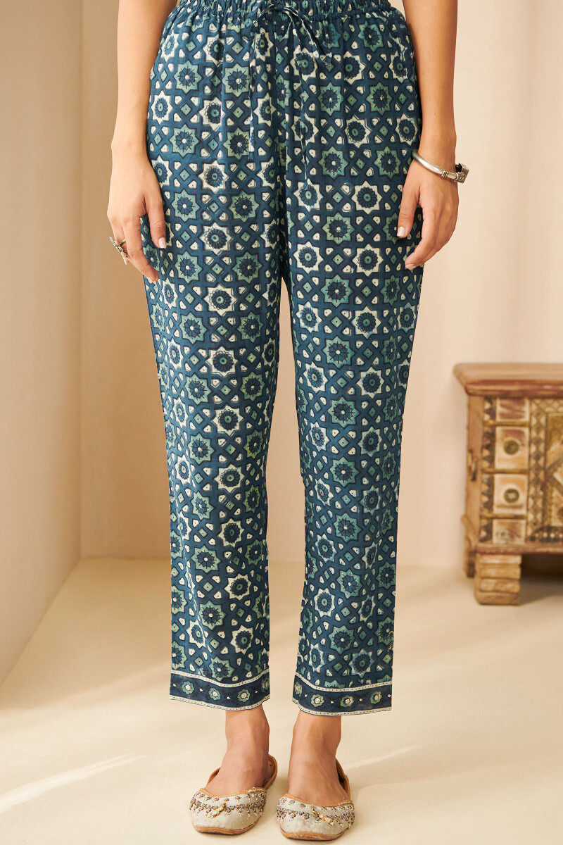 Ajrak Hand Block Printed Cotton Narrow Pants