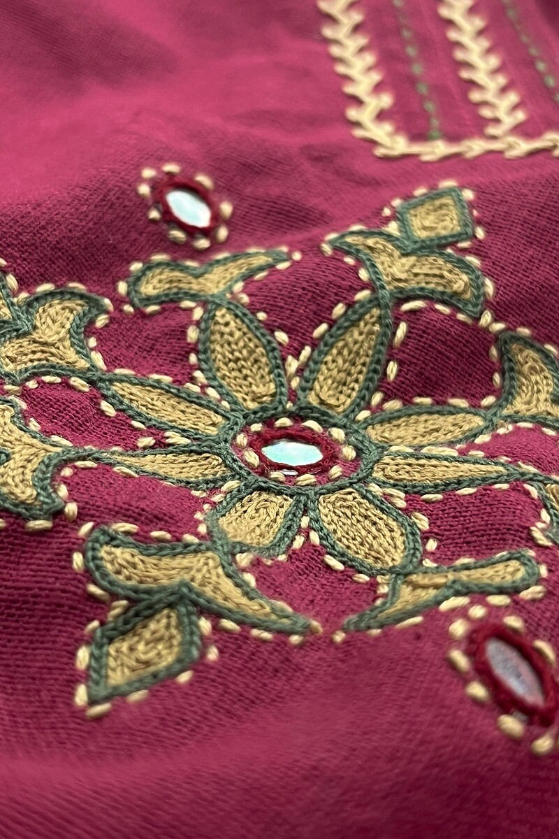 Maroon Handcrafted Straight Handloom Kurta