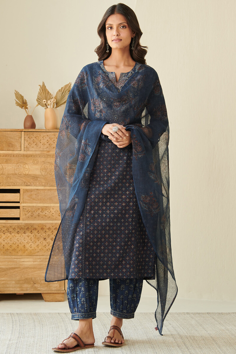 Akola Hand Block Printed Straight Cotton Kurta