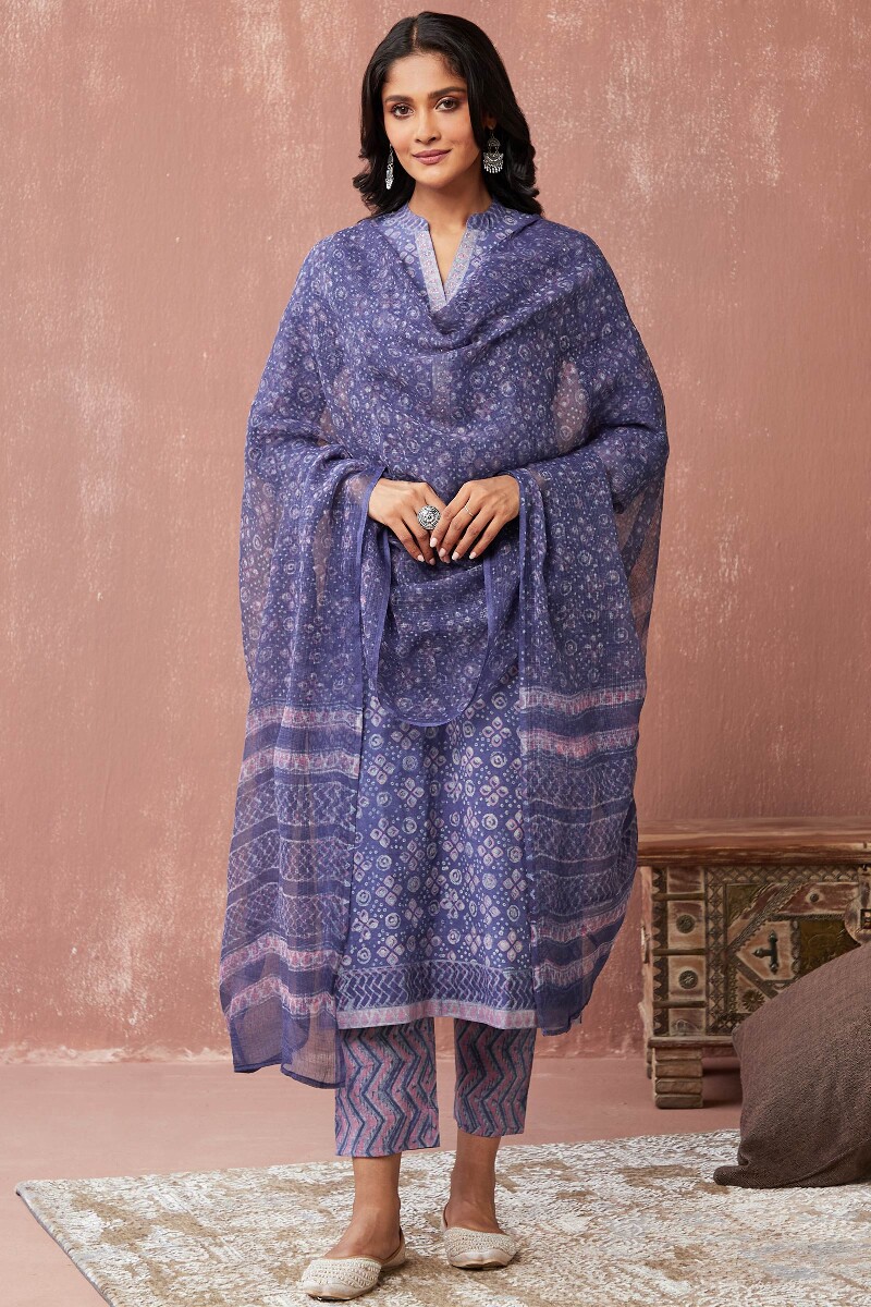 Akola Hand Block-Printed Straight Cotton Kurta