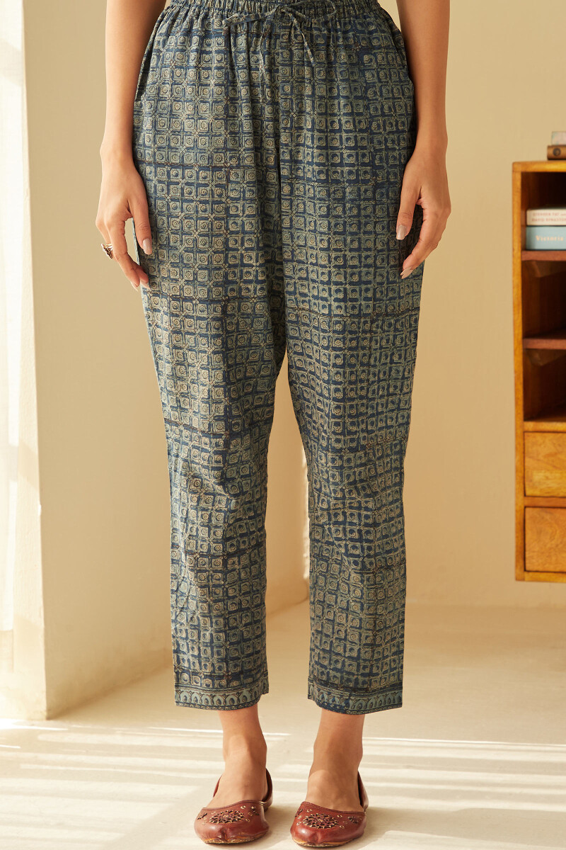 Akola Hand Block-Printed Cotton Narrow Pants