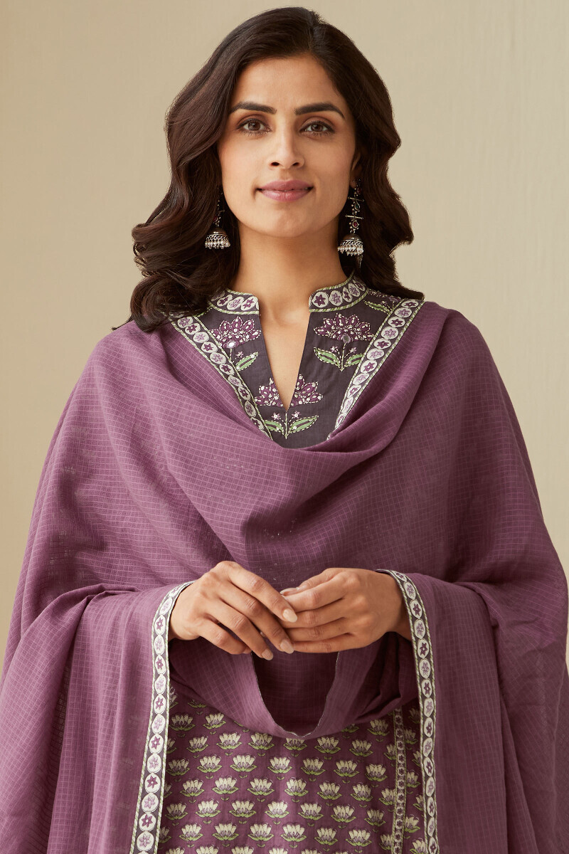 Purple Handcrafted Kota Dupatta