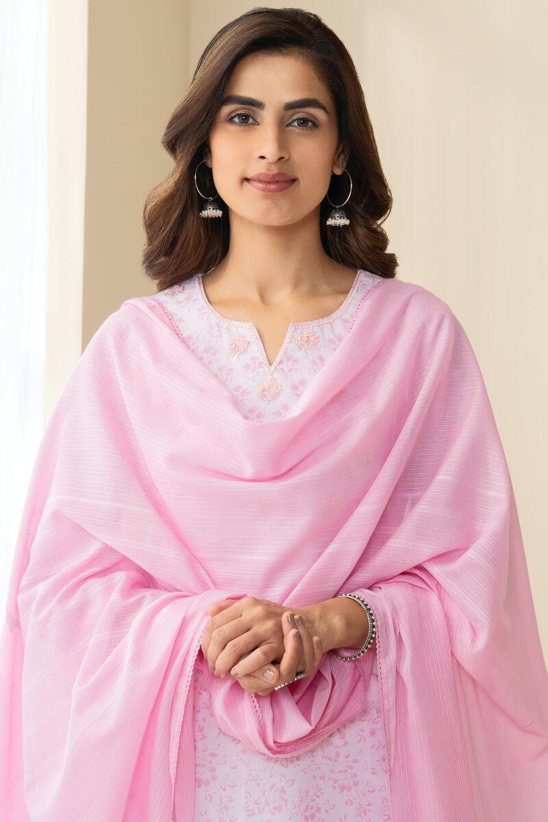 Pink Handcrafted Cotton Dupatta