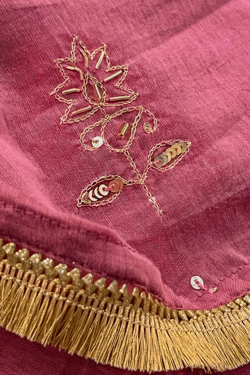 Maroon Handcrafted Cotton Silk Dupatta