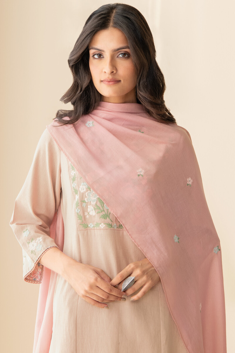 Pink Handcrafted Cotton Dupatta