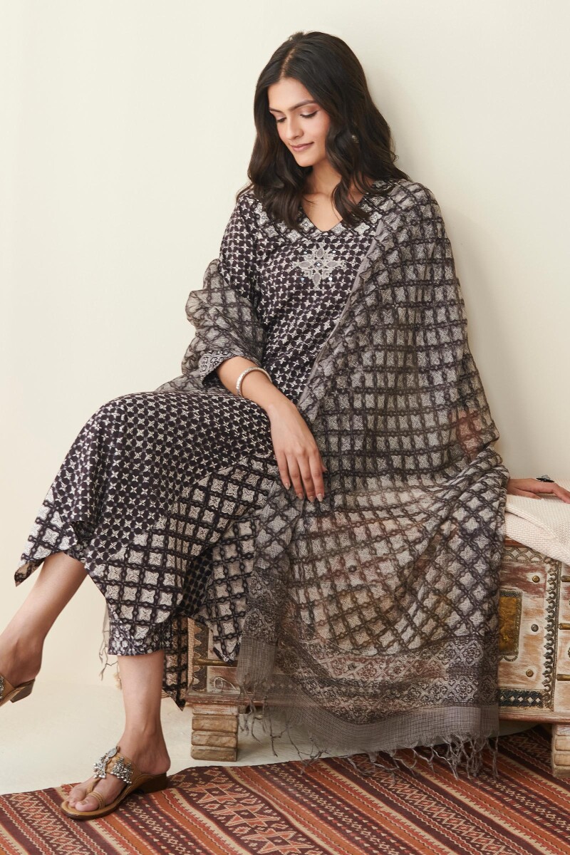 Bagru Hand Block Printed Straight Cotton Kurta