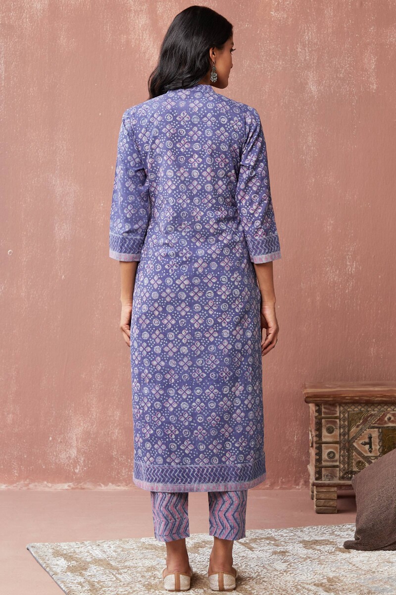 Akola Hand Block-Printed Straight Cotton Kurta