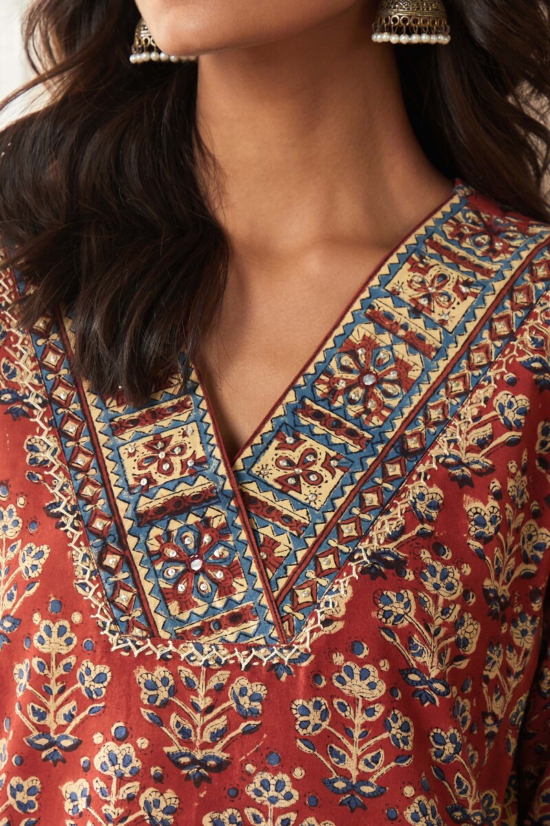 Bagru Hand Block-Printed Straight Cotton Kurta