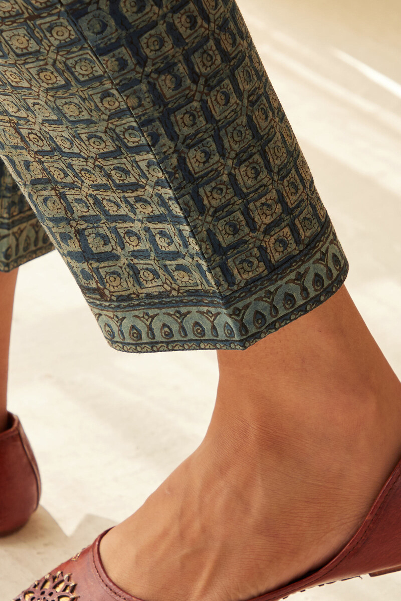 Akola Hand Block-Printed Cotton Narrow Pants