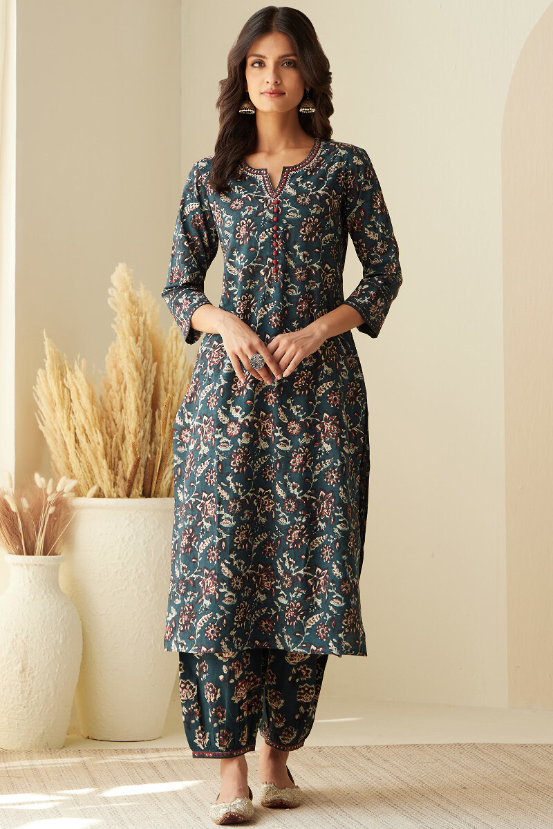 Bagru Hand Block-Printed Straight Cotton Kurta