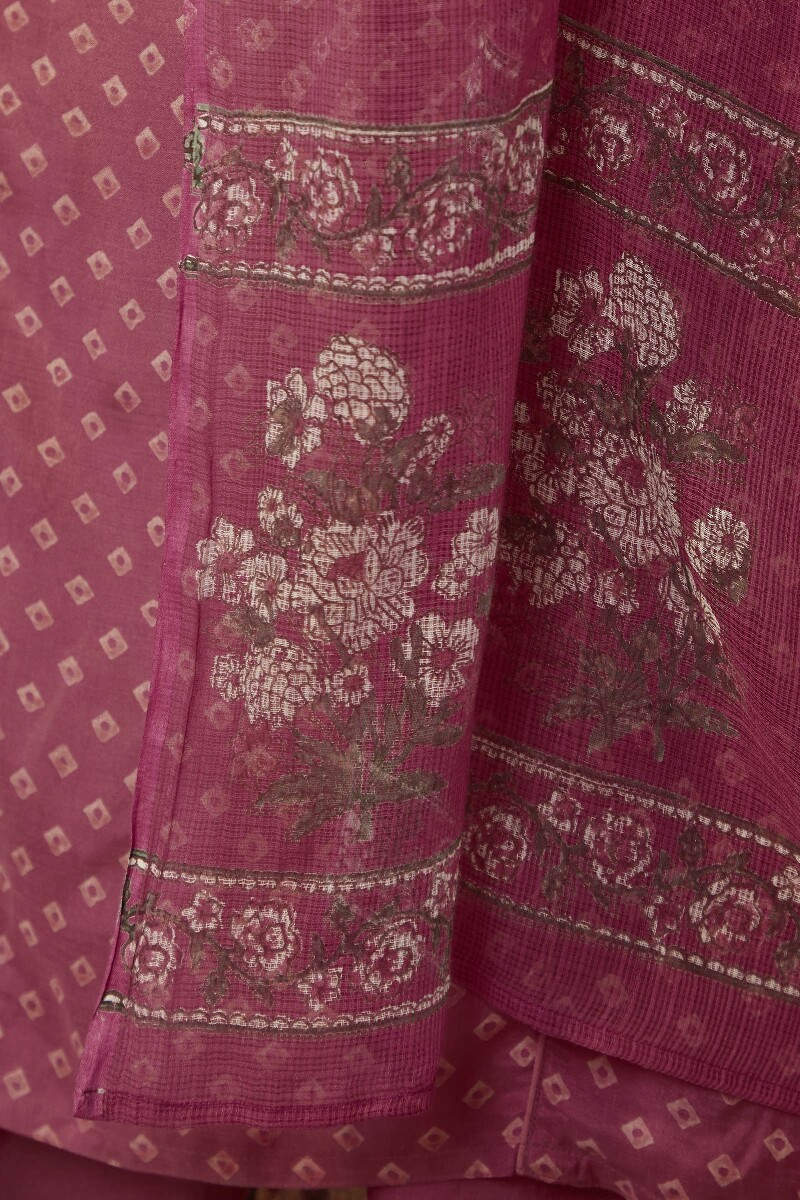 Raspberry Hand Block Printed Kota Dupatta