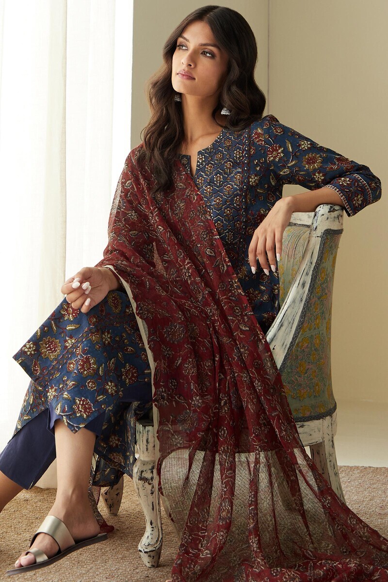 Bagru Hand Block-Printed Straight Cotton Kurta