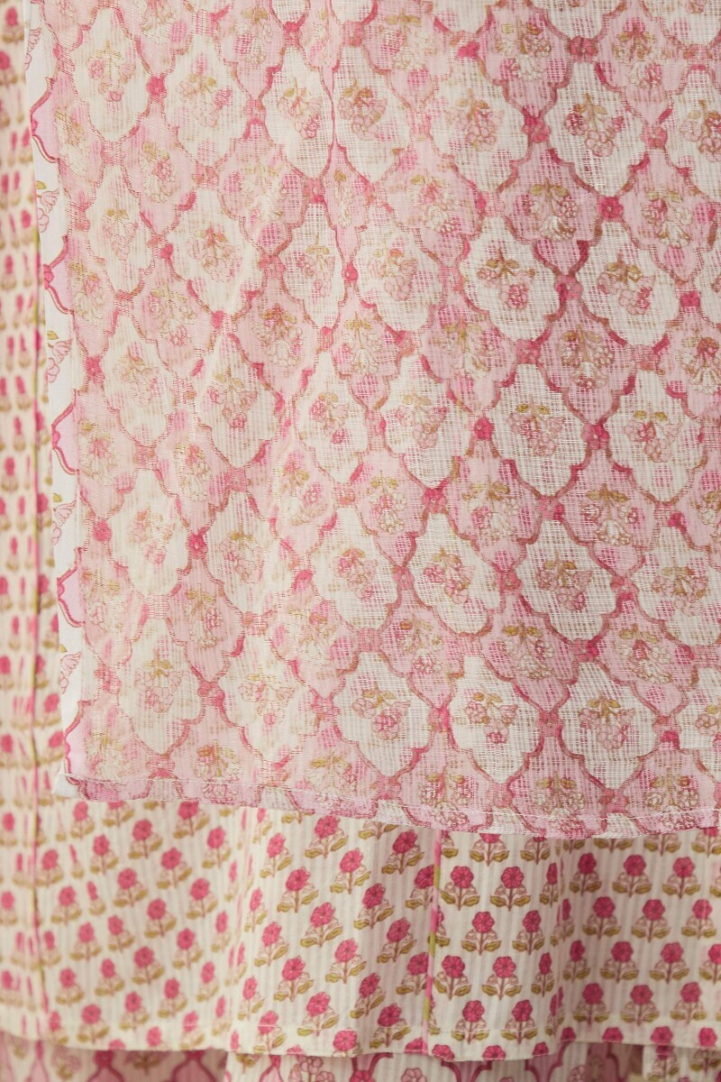 Pink Hand Printed Kota Dupatta