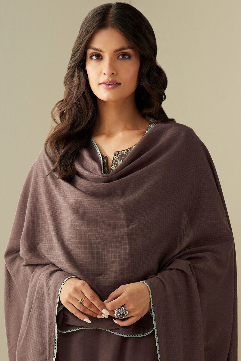 Brown Handcrafted Kota Dupatta