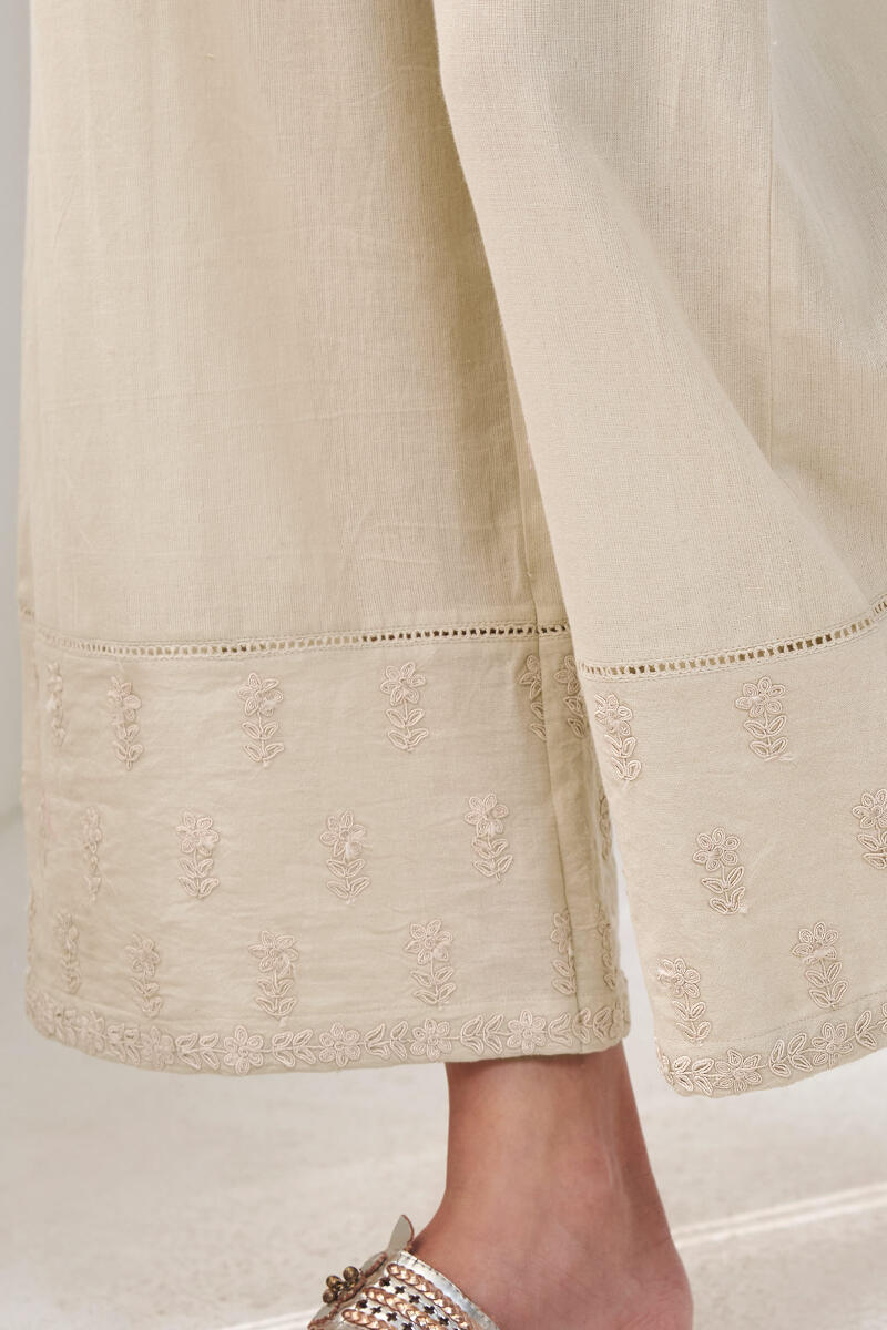 Beige Handcrafted Cotton Farsi Pants