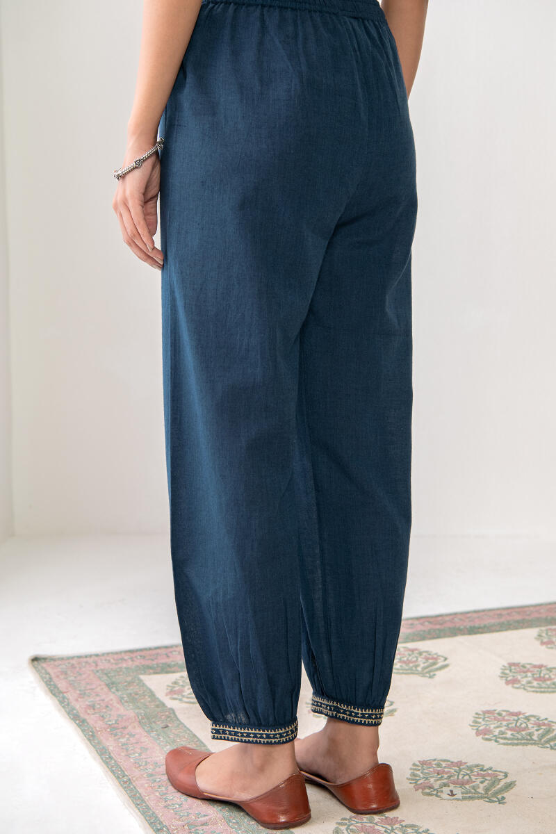 Blue Handcrafted Cotton Izhaar Pants