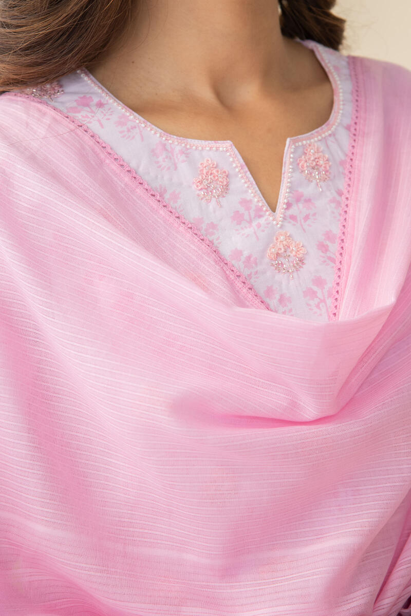 Pink Handcrafted Cotton Dupatta