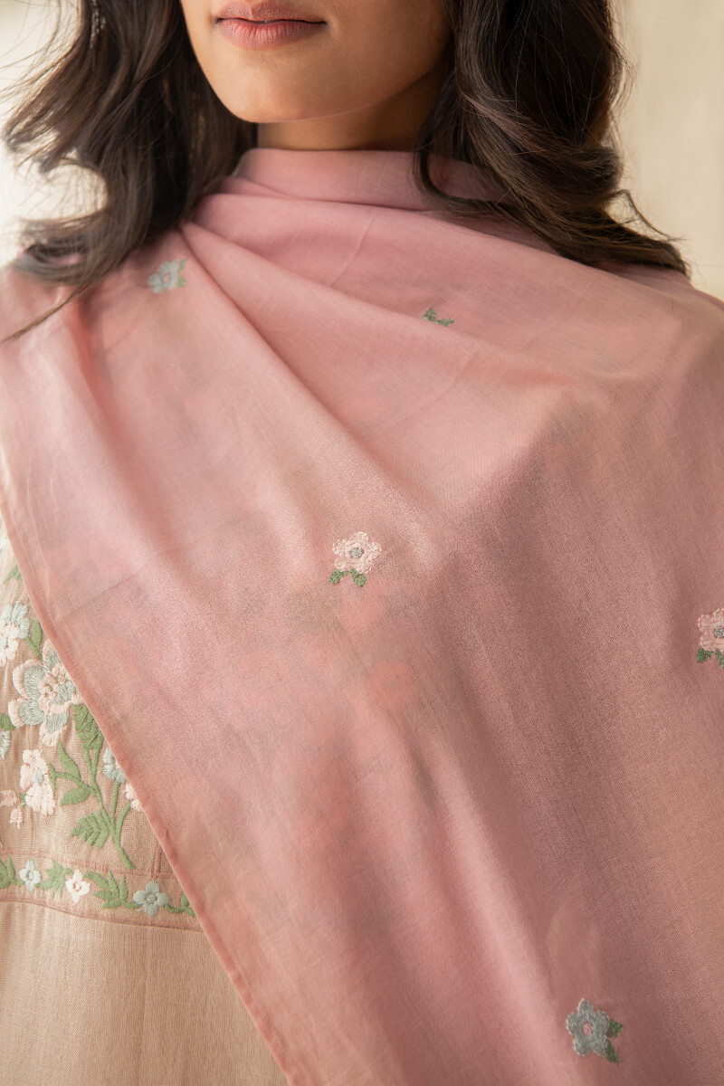 Pink Handcrafted Cotton Dupatta