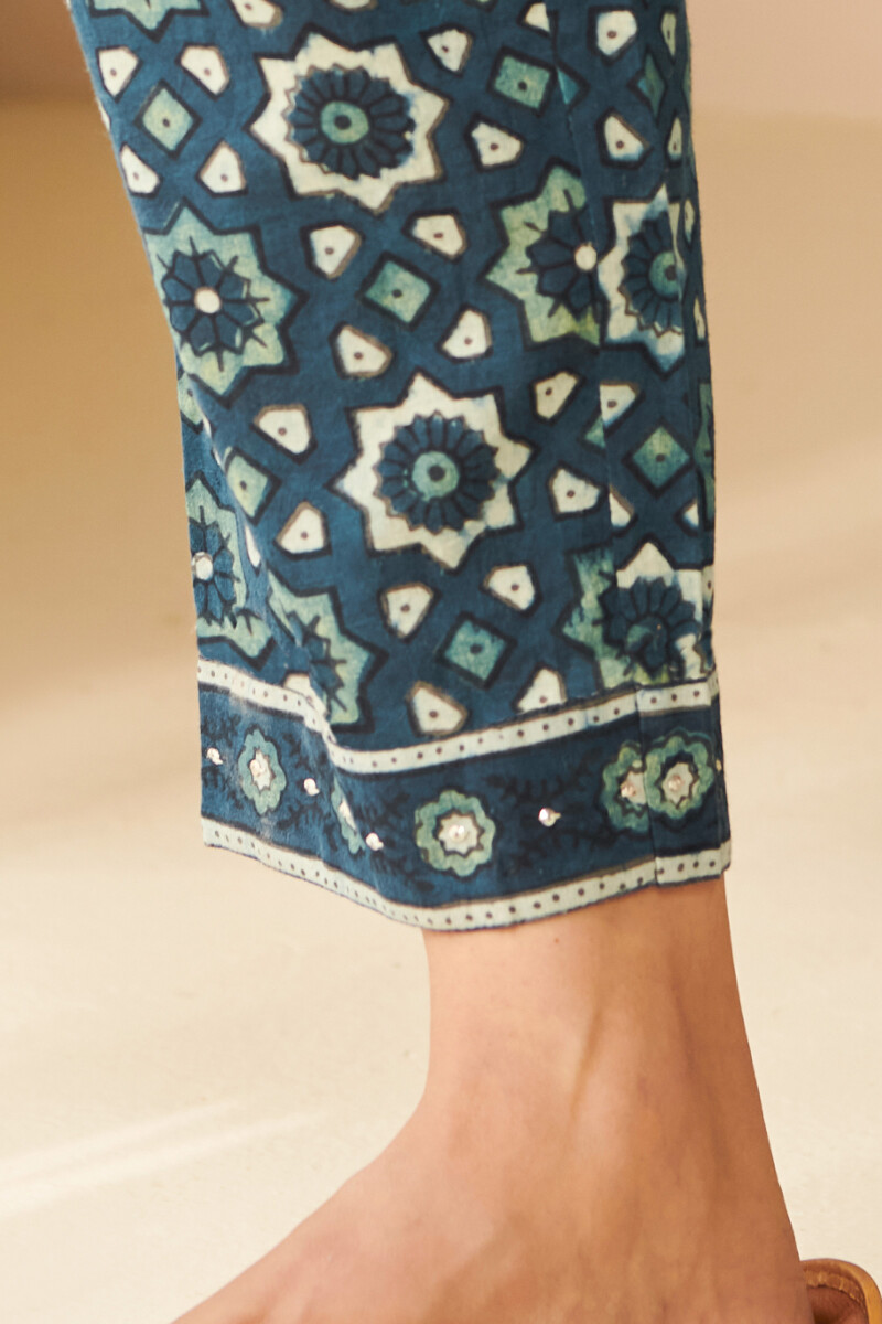 Ajrak Hand Block Printed Cotton Narrow Pants