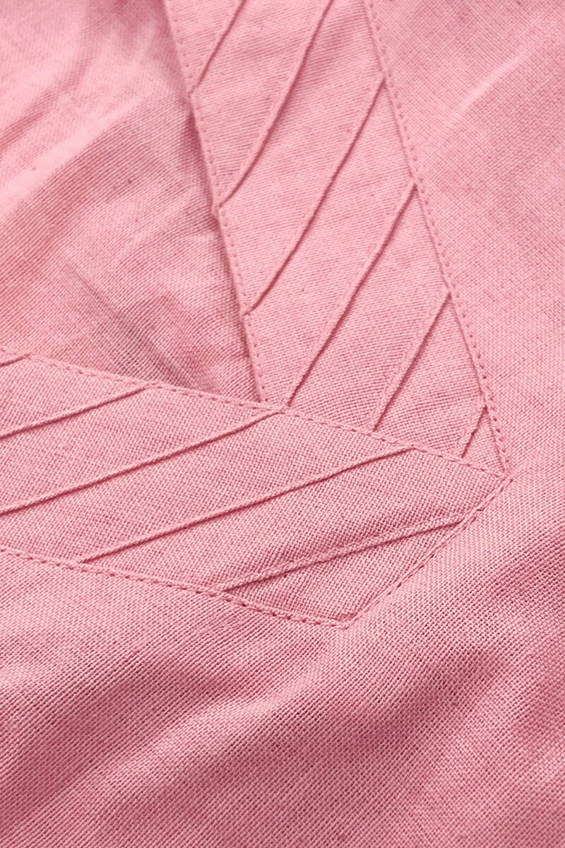 Pink Handcrafted Straight Handloom Kurta