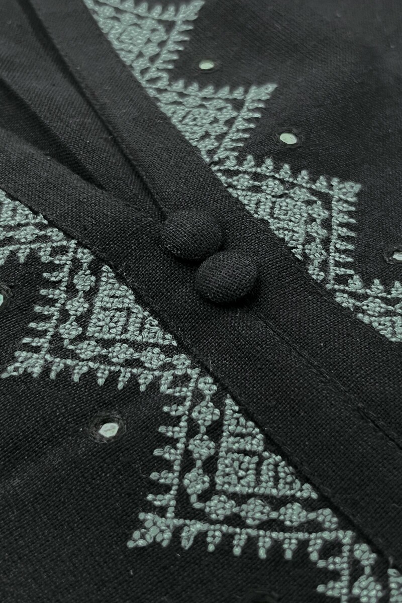 Black Handcrafted Straight Handloom Kurta