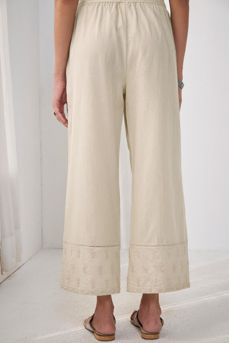 Beige Handcrafted Cotton Farsi Pants