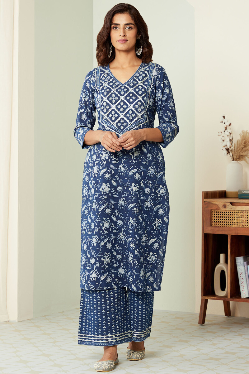 Bagru Hand Block-Printed Straight Cotton Kurta