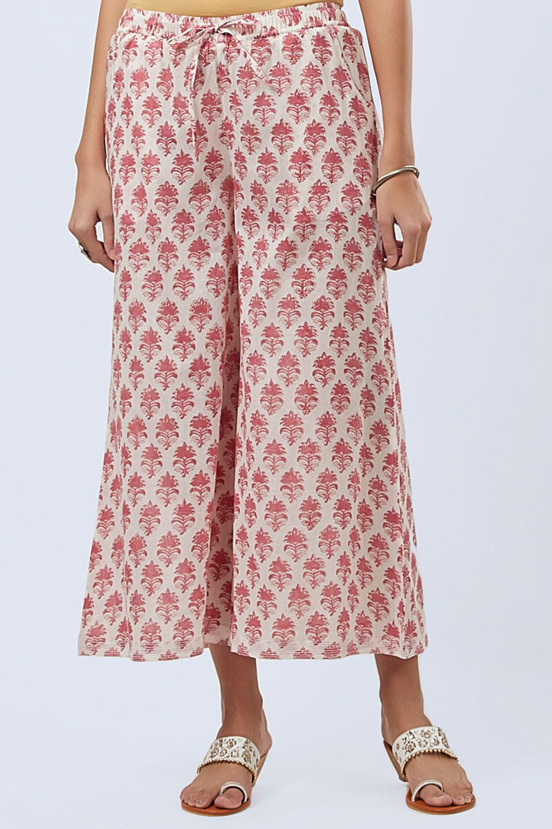 Pink Block Printed Cotton Palazzo