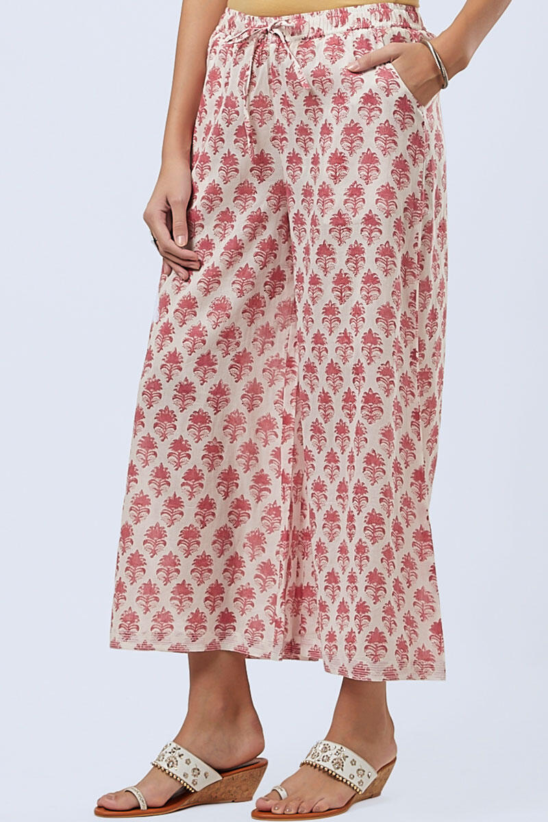 Pink Block Printed Cotton Palazzo