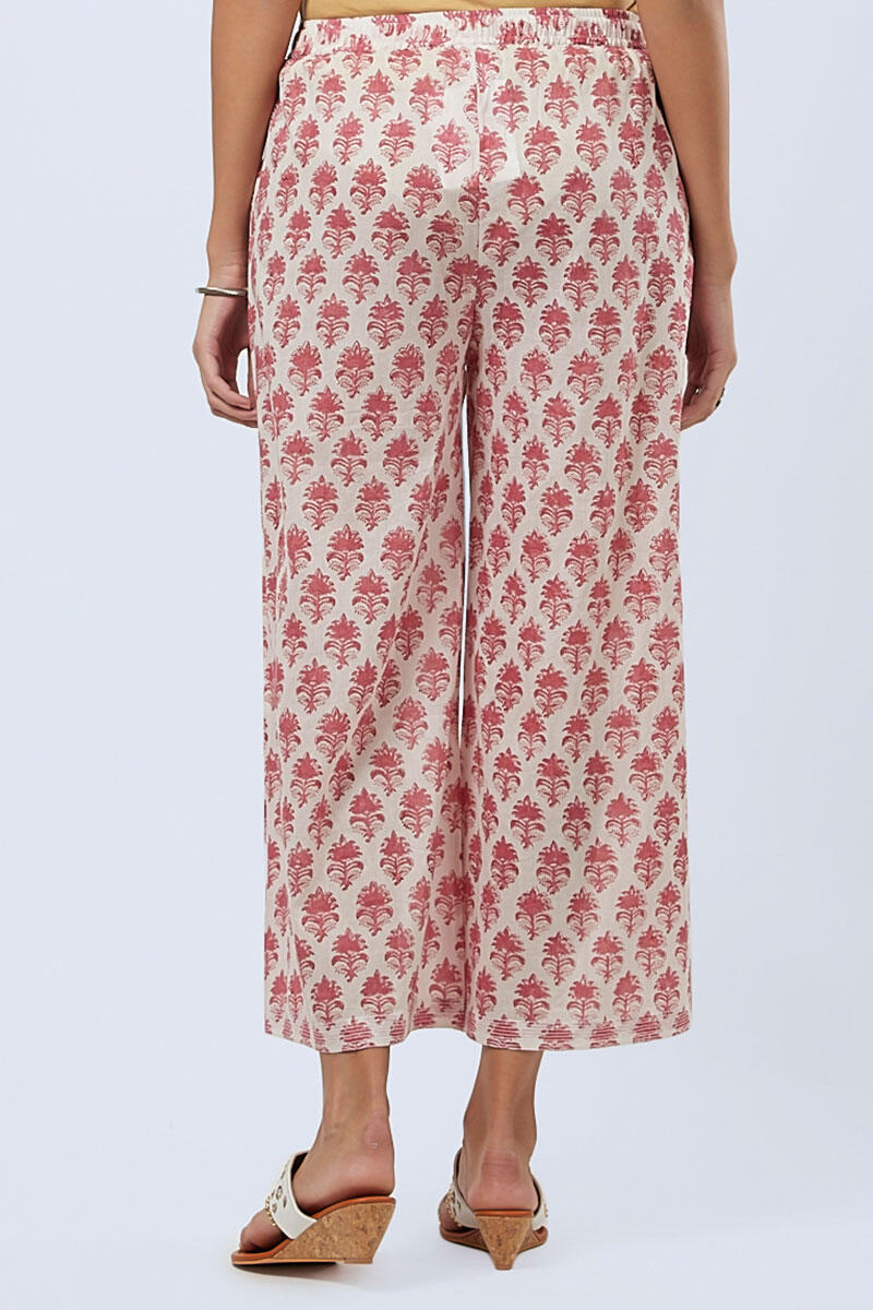 Pink Block Printed Cotton Palazzo