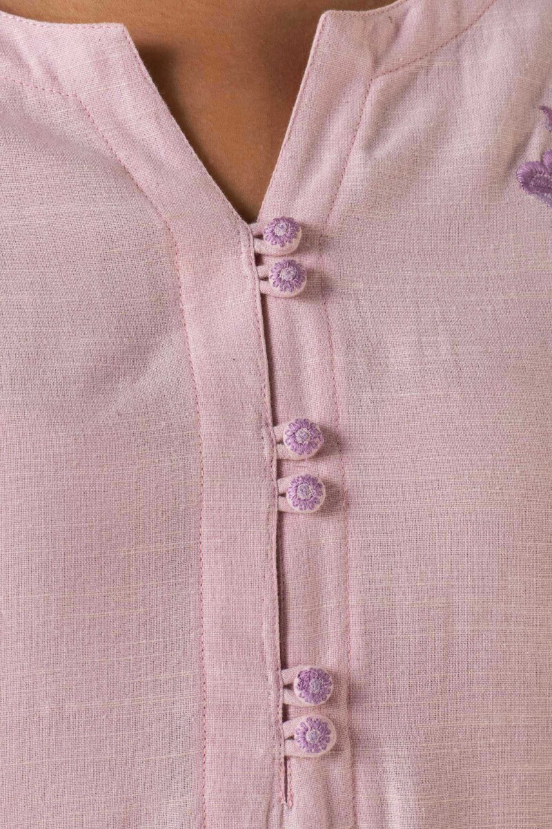 Lilac Handcrafted Straight Handloom Cotton Kurta