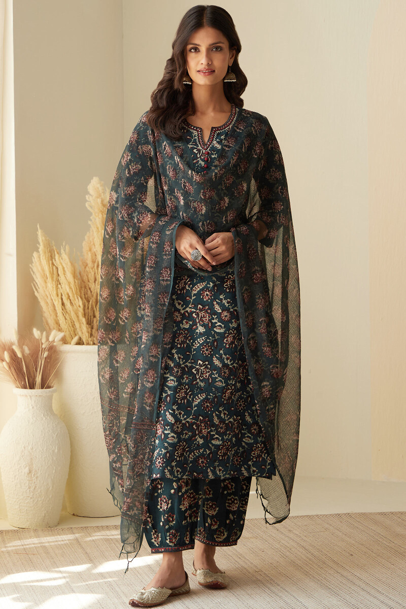 Bagru Hand Block-Printed Straight Cotton Kurta