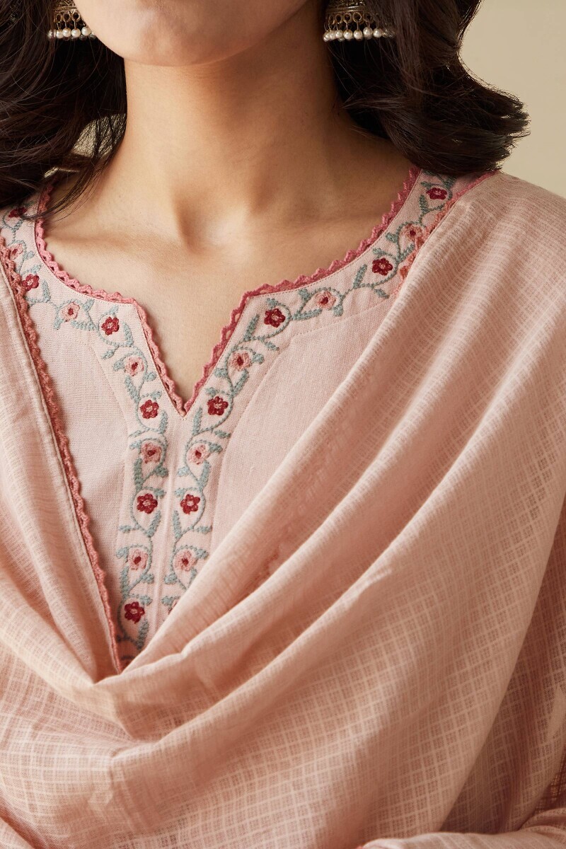 Pink Handcrafted Kota Dupatta