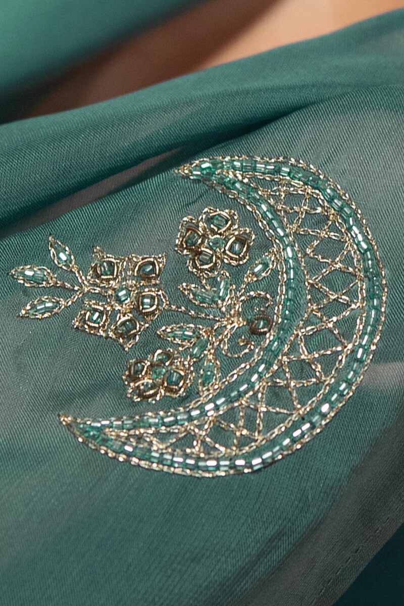 Green Handcrafted Organza Dupatta